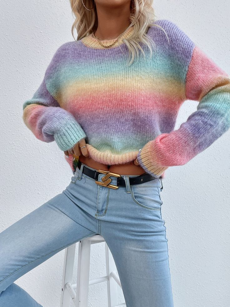 Свитер с градиентом из бобинной пряжи