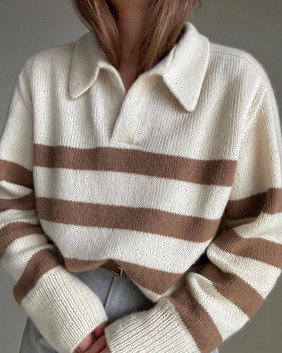 Свитер с воротником поло из бобинной пряжи