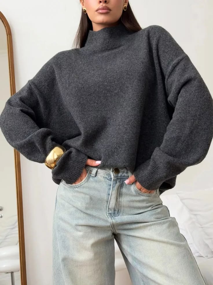 Оверсайз свитер из итальянской бобинной пряжи