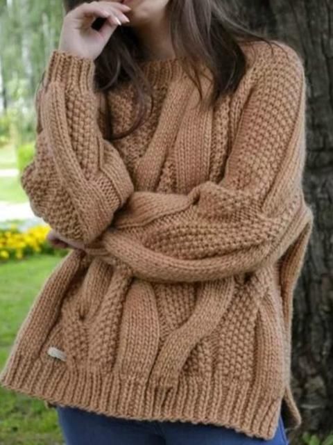 Свитер с крупной вязкой из бобинной пряжи